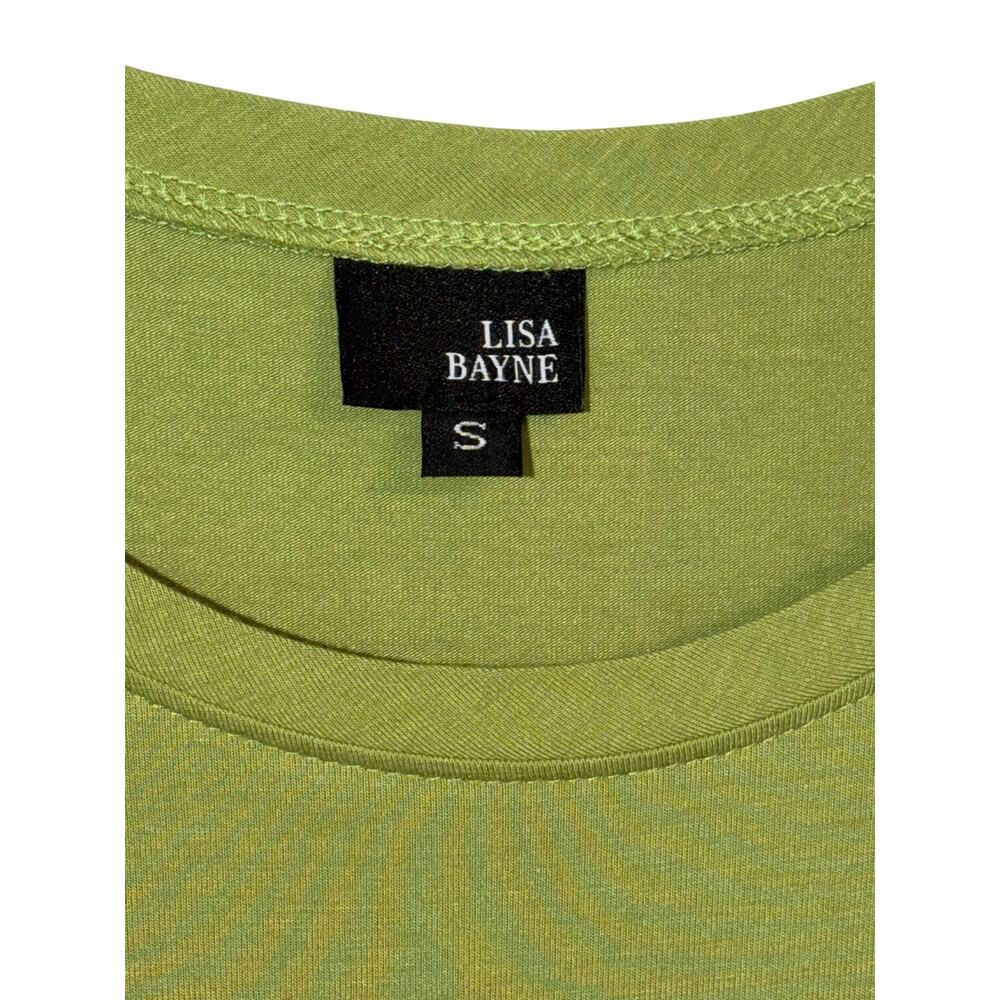 Lisa Bayne Dress Small Avocado Green Bamboo Cotton Asymmetrical Lagenlook Artsy - Picture 4 of 6